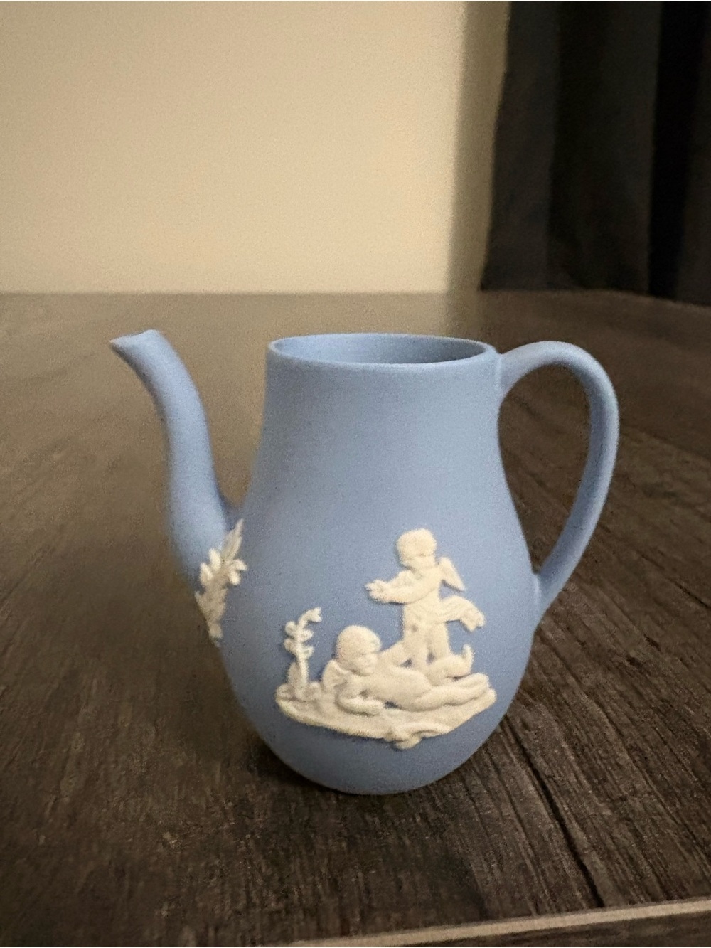 Wedgwood Pale Blue Jasperware Discontinued Miniature Teapot-Missing Lid